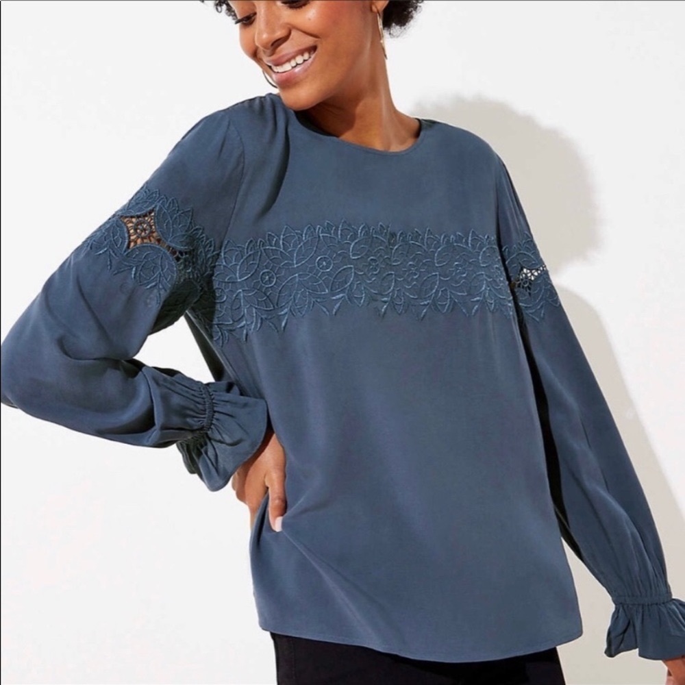 LOFT Embroidered Blouse
